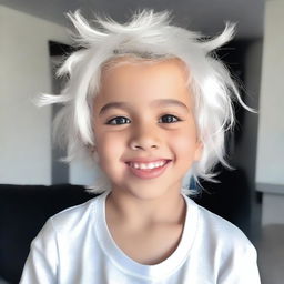 Aumente o comprimento do cabelo de um menino com cabelo branco