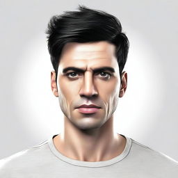 Create an image of a man with short, black hair