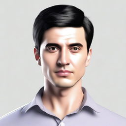 Create an image of a man with short, black hair