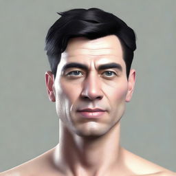 Create an image of a man with short, black hair