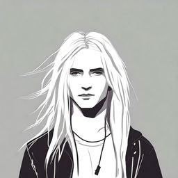 Create an image of a teenage boy with long, white hair