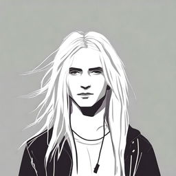 Create an image of a teenage boy with long, white hair