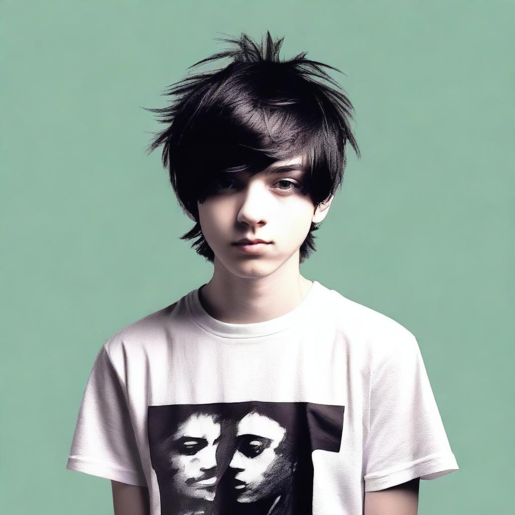 Create an image of a 17-year-old man with short, black hair