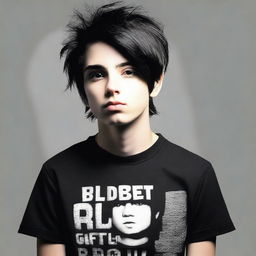 Create an image of a 17-year-old man with short, black hair