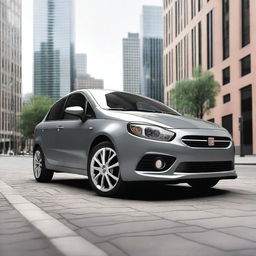 A detailed and realistic image of a gray Fiat Bravo car parked on a city street