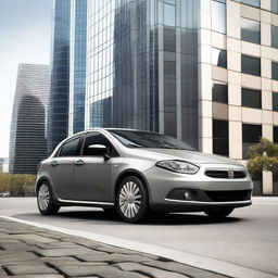 A detailed and realistic image of a gray Fiat Bravo car parked on a city street