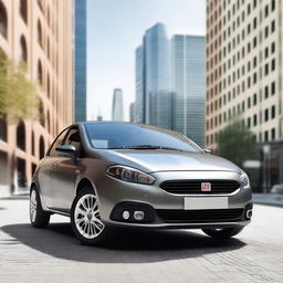 A detailed and realistic image of a gray Fiat Bravo car parked on a city street