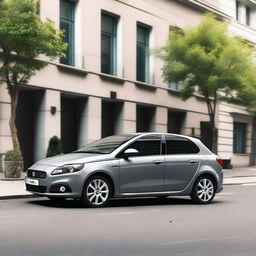 A gray Fiat Bravo car that has been lowered, showcasing its sleek and sporty design