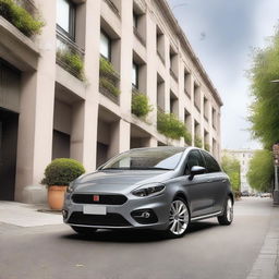 A gray Fiat Bravo car that has been lowered, showcasing its sleek and sporty design