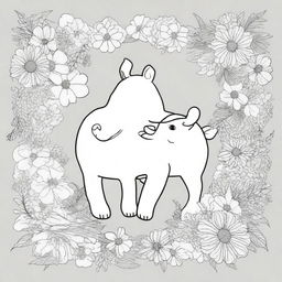 An ebook page designed for coloring, featuring intricate line art of various animals, flowers, and whimsical scenes
