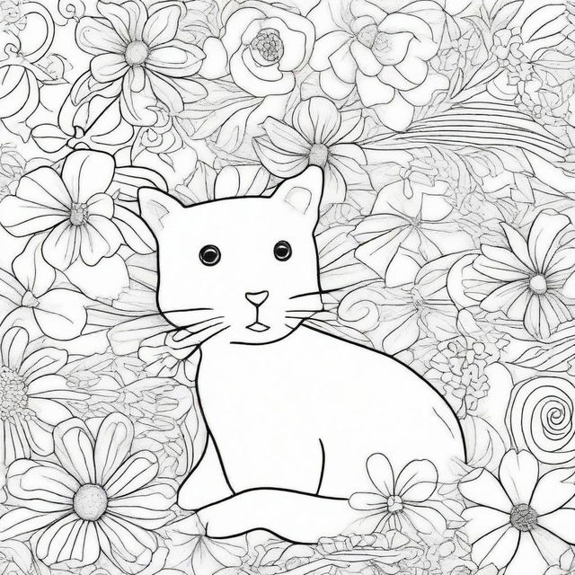 Create a black and white drawing that can be used for coloring