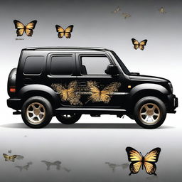 Create a vehicle wrap design for a 2024 Suzuki Jimny that covers the entirety of the vehicle