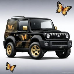 Create a vehicle wrap design for a 2024 Suzuki Jimny that covers the entirety of the vehicle