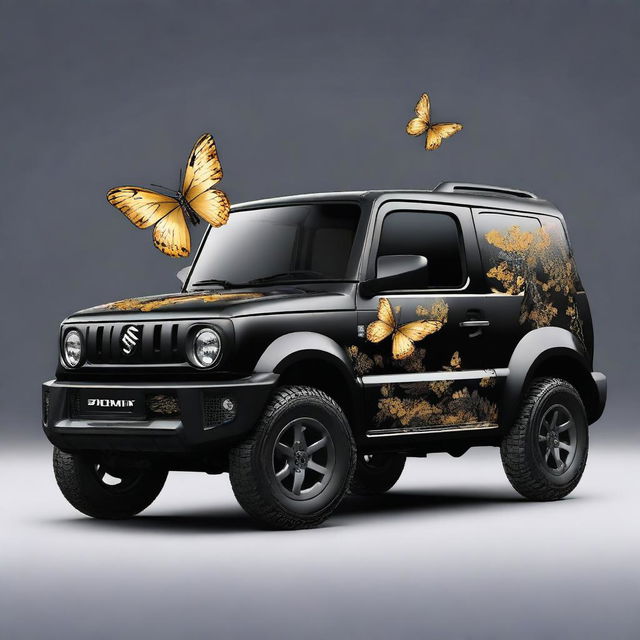 Create a vehicle wrap design for a 2024 Suzuki Jimny that covers the entirety of the vehicle