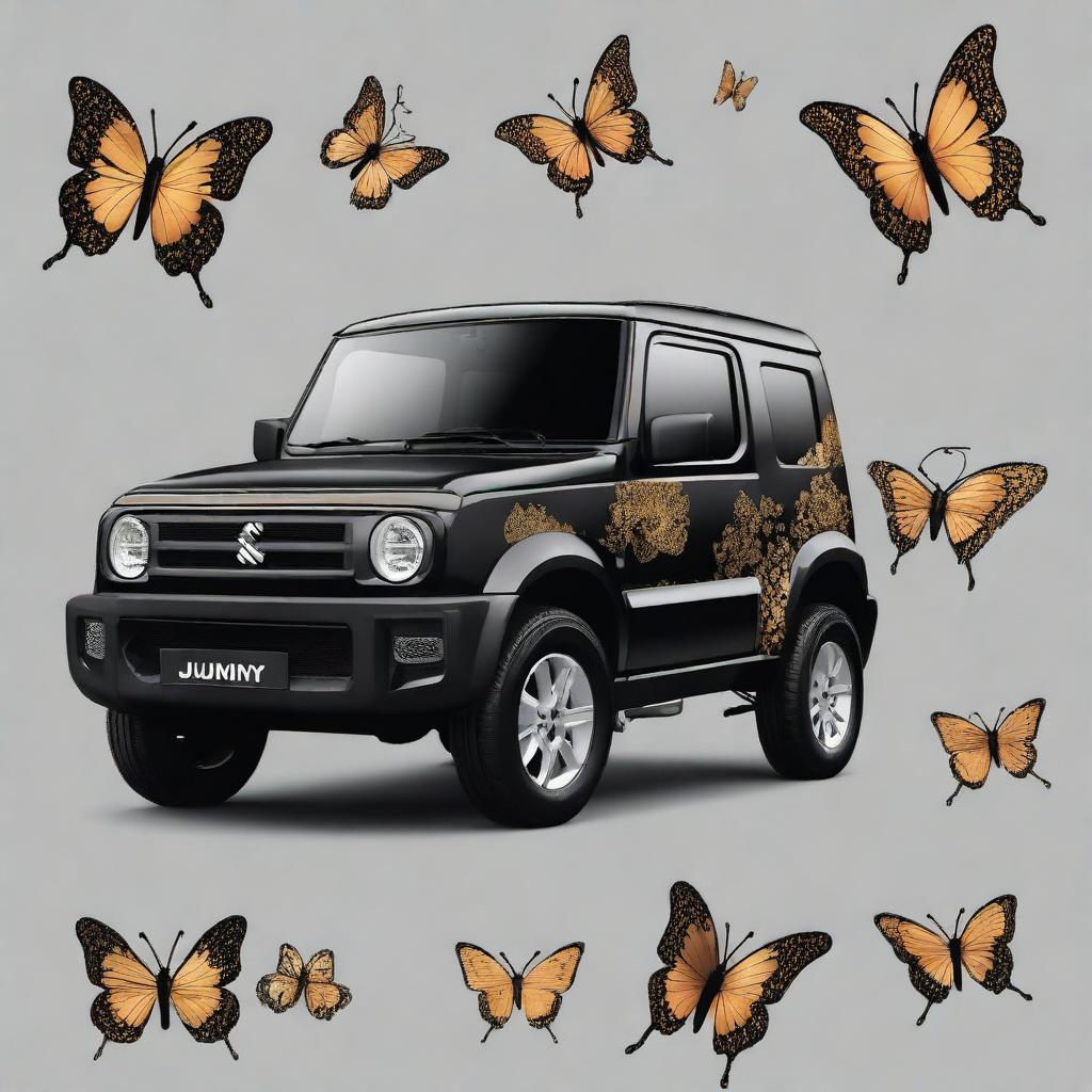 Create a vehicle wrap design for a 2024 Suzuki Jimny that covers the entirety of the vehicle