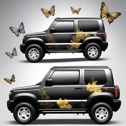 Create a vehicle wrap design for a 2024 Suzuki Jimny that covers the entirety of the vehicle