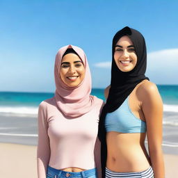 Create an image featuring two women standing side by side