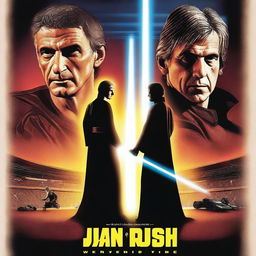 A dynamic movie poster featuring Ian Rush, the legendary footballer, facing off against Anakin Skywalker from Star Wars