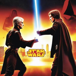 Create a movie poster featuring Ian Rush and Anakin Skywalker facing off against each other