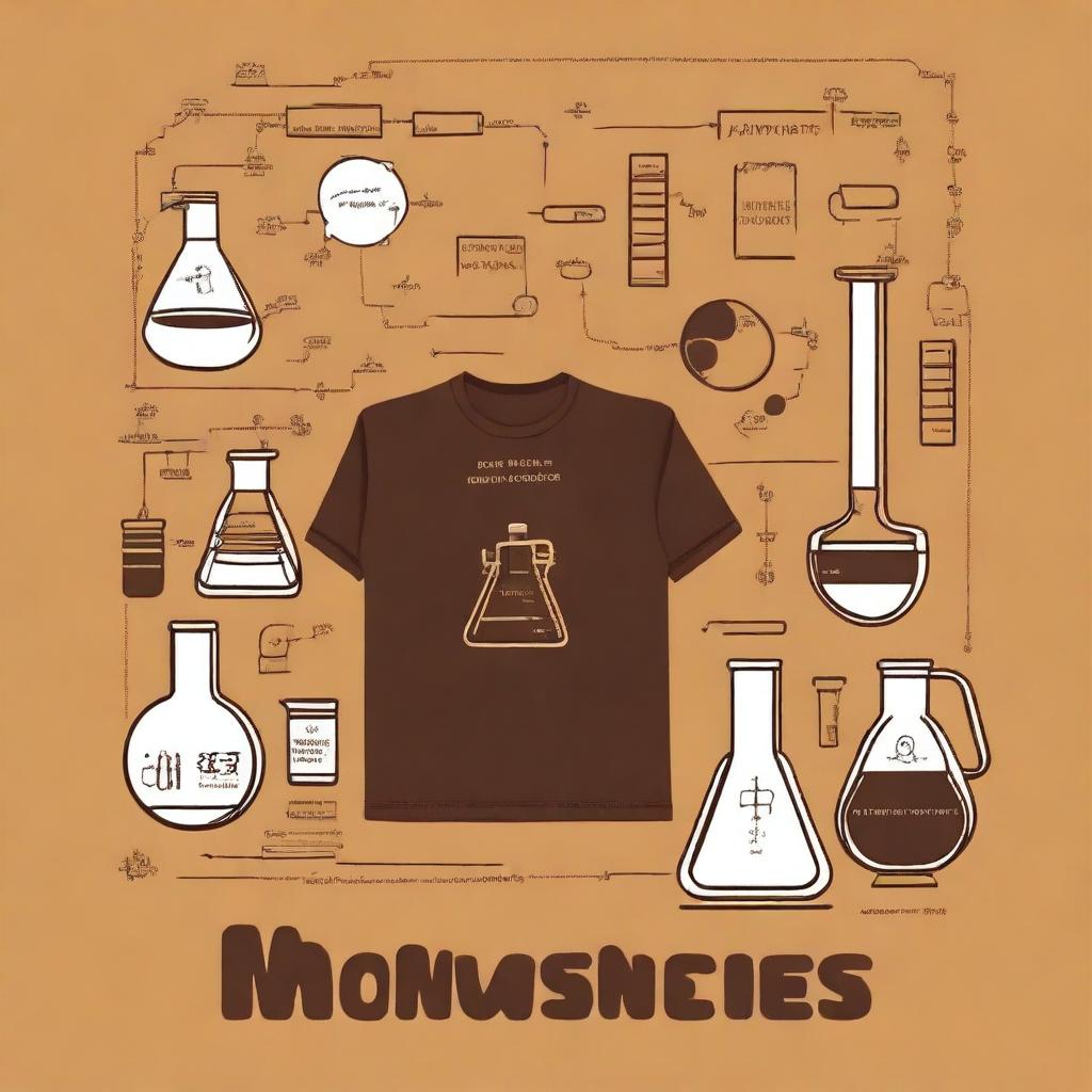 A t-shirt design featuring elements of mathematical, chemical, and physical formulas