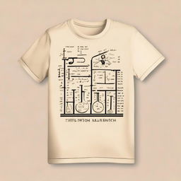 A t-shirt design featuring mathematical formulas in a cream color