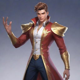 A male version of Valentina from Mobile Legends, showcasing the same aesthetics and attributes, but with a masculine reimagining.