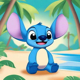 A vibrant and playful image featuring Stitch from Disney's Lilo & Stitch