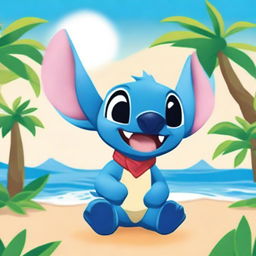 A vibrant and playful image featuring Stitch from Disney's Lilo & Stitch