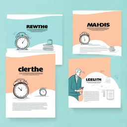 Create a series of 21 illustrations for an ebook focused on time management and productivity