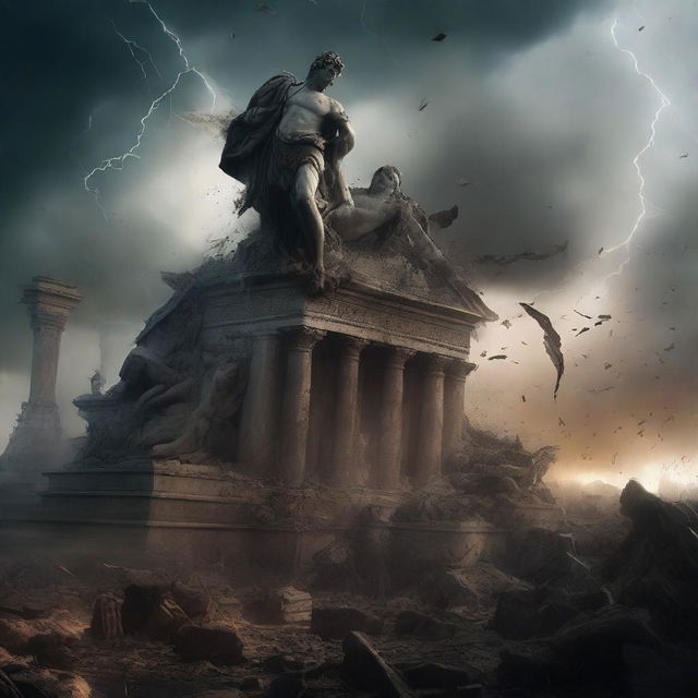 A movie poster depicting the destruction and breaking of historical statues