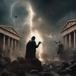 A movie poster depicting the destruction and breaking of historical statues