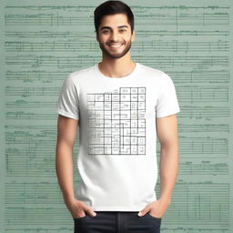 Create a t-shirt design featuring mathematical formulas on both the front and back