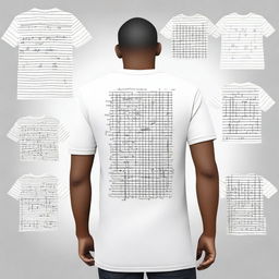 Create a t-shirt design featuring mathematical formulas on both the front and back