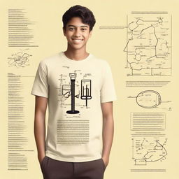 Create a front and back t-shirt design for a science student in a cream color