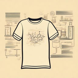 Create a front and back t-shirt design for a science student in a cream color