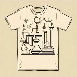 Create a front and back t-shirt design that is appealing for a science student in a cream color