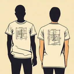 Create a front and back t-shirt design that is appealing for a science student in a cream color