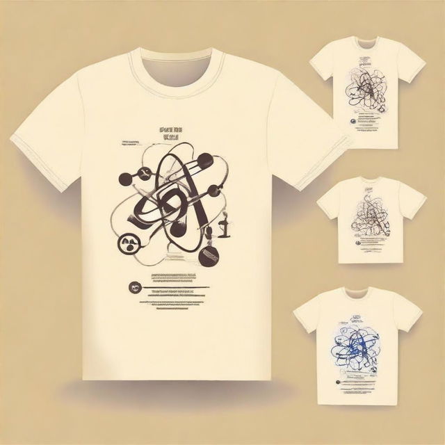 Create a front and back t-shirt design that is appealing for a science student in a cream color