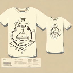 Create a front and back t-shirt design that is appealing for a science student in a cream color