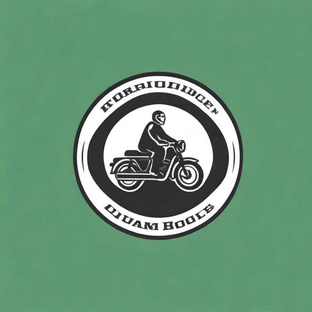 A sleek and modern logo featuring a touring motorcycle