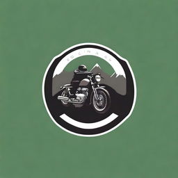 A sleek and modern logo featuring a touring motorcycle