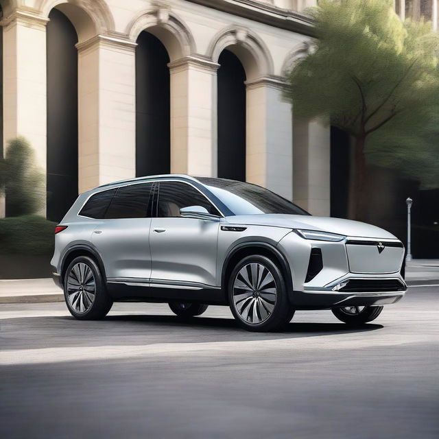 A luxurious electric 3-row SUV with a state-of-the-art design