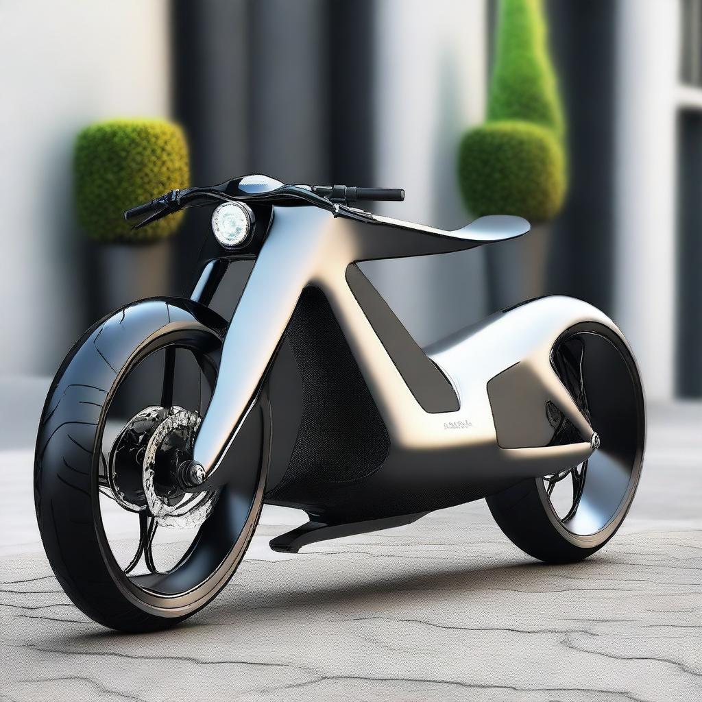 A sleek and modern electric luxury racing bike with aerodynamic design, high-end materials, and advanced technology