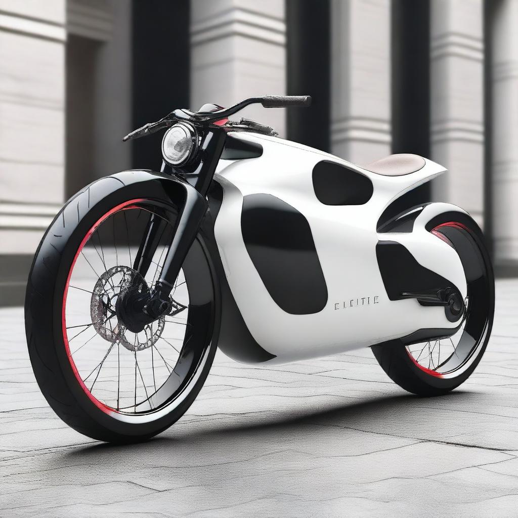 A sleek and modern electric luxury racing bike with aerodynamic design, high-end materials, and advanced technology