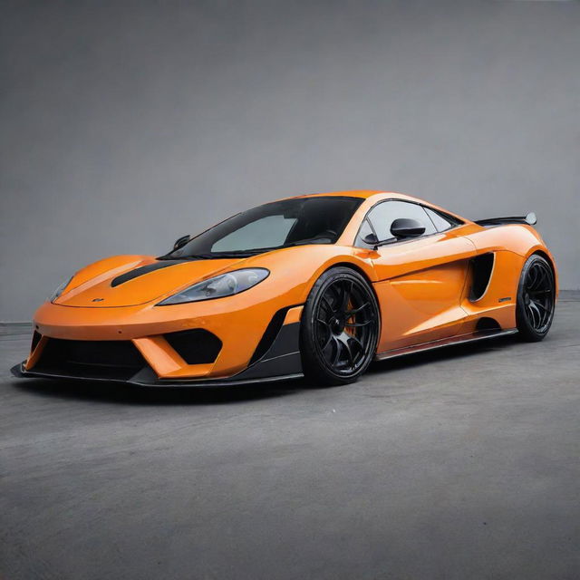 A high-performance auto-mashup of a McLaren's fluid lines with the aggressive stance and muscular silhouette of a Saleen.