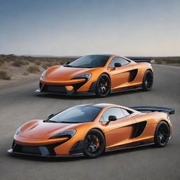 A high-performance auto-mashup of a McLaren's fluid lines with the aggressive stance and muscular silhouette of a Saleen.