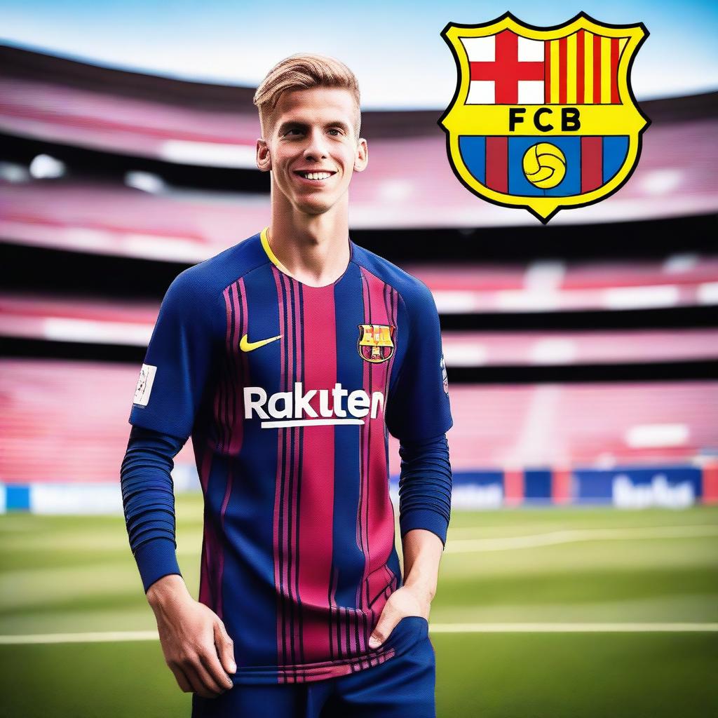 Create an image of Dani Olmo wearing the number 10 jersey of FC Barcelona