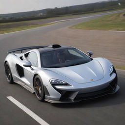 A hybrid sports car design incorporating the aerodynamic efficiency and powerful performance essence of both McLaren and Porsche.