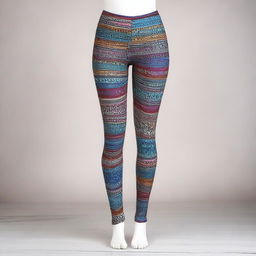 A stylish pair of leggings displayed on a mannequin