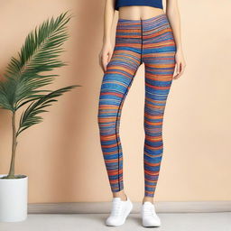 A stylish pair of leggings displayed on a mannequin